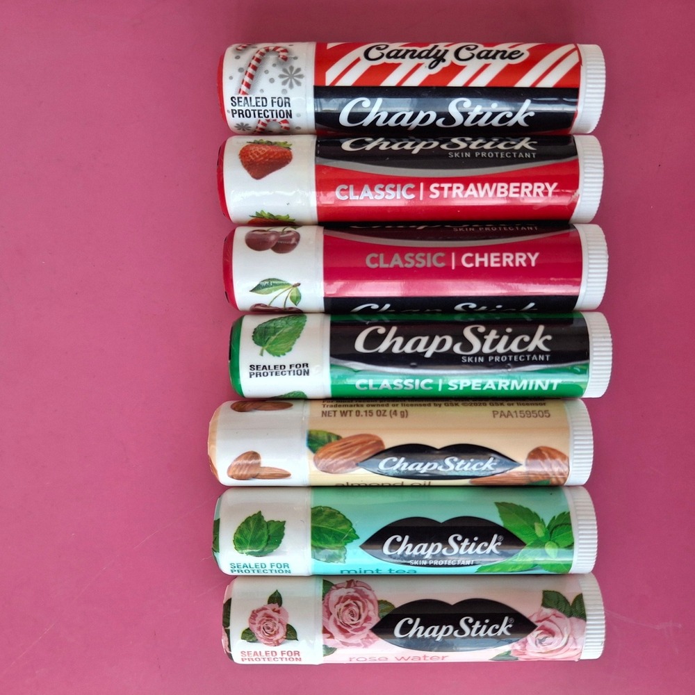 ChapStick Lip Balm Rose Water Mint Tea Almond Oil Spearmint Cherry Strawberry